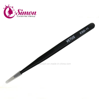 Black Color Anti-Static ESD Stainless Steel Tweezer for Eyelash Extension