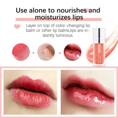 Custom Logo Crystal Jelly Moisturizing Lip Gloss Makeup Plump Lip Glow Oil