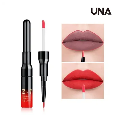 Hot Sale in Europe and America Makeup Cosmetics 2 in 1 Liquid Lipstick and Lip Liner