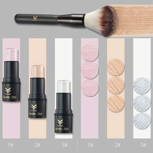 Huamianli 3 color brighten cream + high gloss brush makeup set