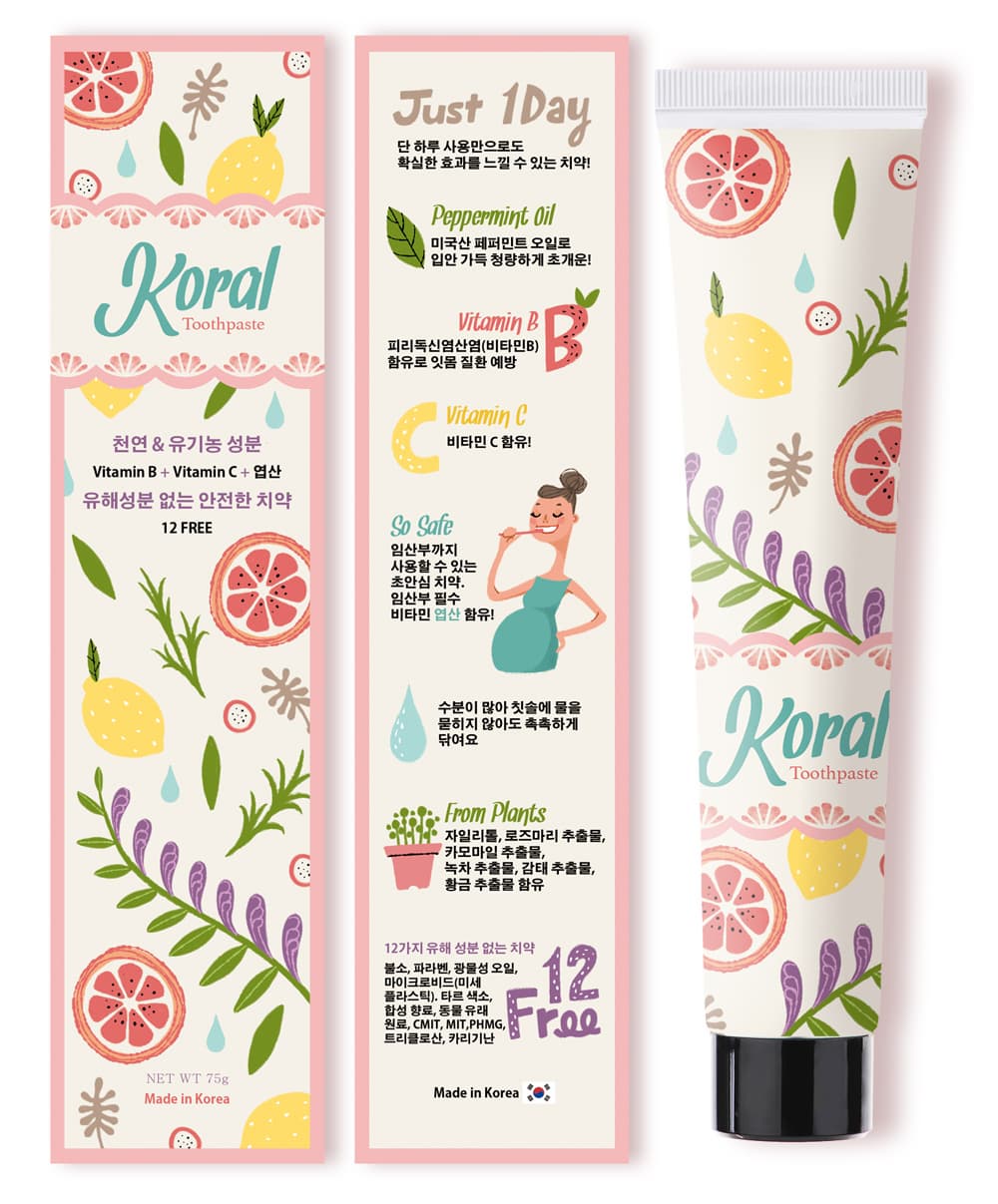 Koral Natural Toothpaste with Vitamin B C and Folic Acid