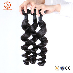 Machine make the weft can perm can dye 100% virgin malaysian human hair loose wave bundles