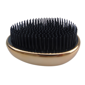 New design small egg slivery golden plastic detangling hair brush wholesale