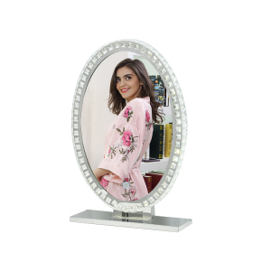 Oval Standing on the desk  decorative wall mirror dressing tabl  crystal mirror with touch sensor switch