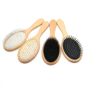 Oval Wood Brush Wooden Hairbrush Hair Boar Bristle Nylon Bristles