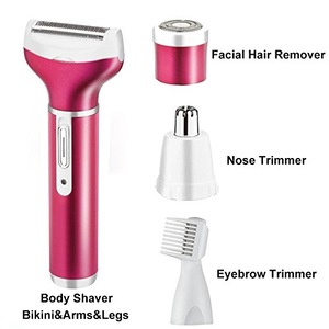 Rechargeable 4 In 1 Portable USB Epilator Hair Remover Nose Beard Eyebrow Trimmer Female Electric Shaver Depilator Machine