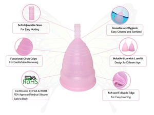 ROHS BPA Free Reusable And Washable Lady Silicone Menstrual Cup
