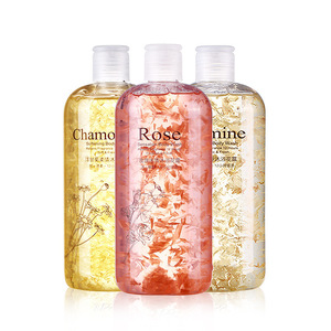 wholesale 500ml Flower petals Rose Jasmine Marigold Chamomile liquid moisturizing body wash skin whitening shower gel oem