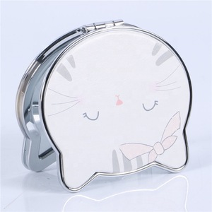 Wholesale Small Hand Mirror Pocket Customized Logo Cat Shape Compact Magnifier Folding Makeup Mirror for Travel or Your Purse