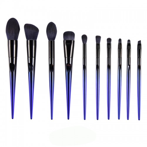 10-Piece Gradient Blue Makeup Brush Set – Premium Synthetic Bristles & Ergonomic Handles | OEM/ODM Professional Cosmetic Brushes for Private Label