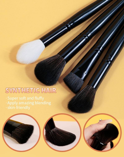 Custom Private Label 23 Pcs Professional Makeup Brush Set Black Wooden Handle Synthetic Goat Hair Powder Eyeshadow Cosmetic Brushes Wholesale