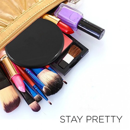 Portable Travel Pocket Double-sided Folding Round Makeup Mirror With 10X Magnification