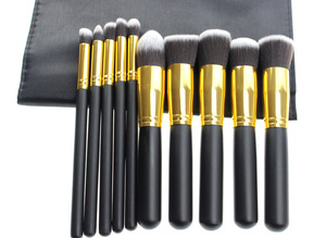 10 Platinum Black Gold Cord Bag Make-up Brush Set Beauty Spot Wholesale Makeup Tools Manufacturer