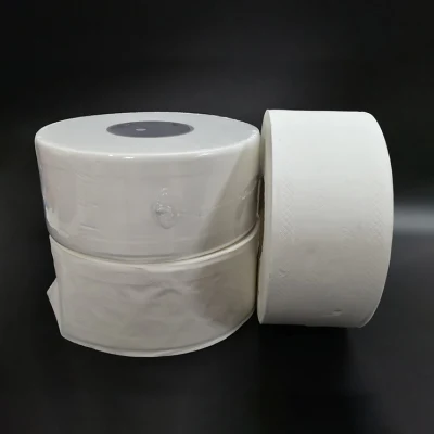 100% Virgin Wood Pulp Material Natural White Toilet Paper Tissue Jumbo Roll