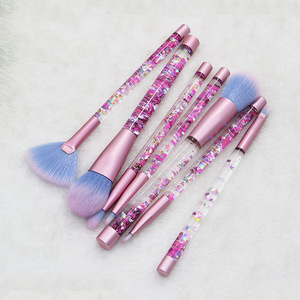 2017 Newest Cosmetic Makeup Brushes Customized 7PCS Liquid Glitter Crystal Handle Make-Up Brush