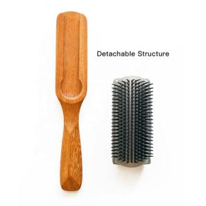 Custom Label High Quality Wooden 9 Row Detachable Denman Massage Hair Brush