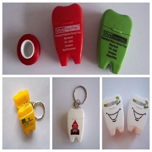 different colour tooth Shape 20 meters Dental Floss With A Keychain