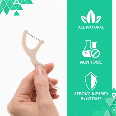 Eco Friendly Natural Wheat Straw Floss Toothpick/ 2 in 1 Dental Floss Pick