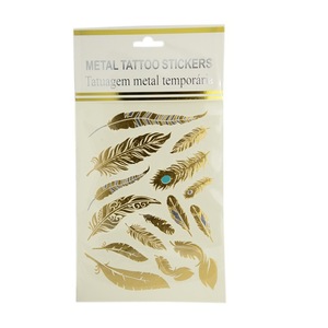 Gold Body Art Shaped Removable Temporary Tattoos Metallic Paper Stickers