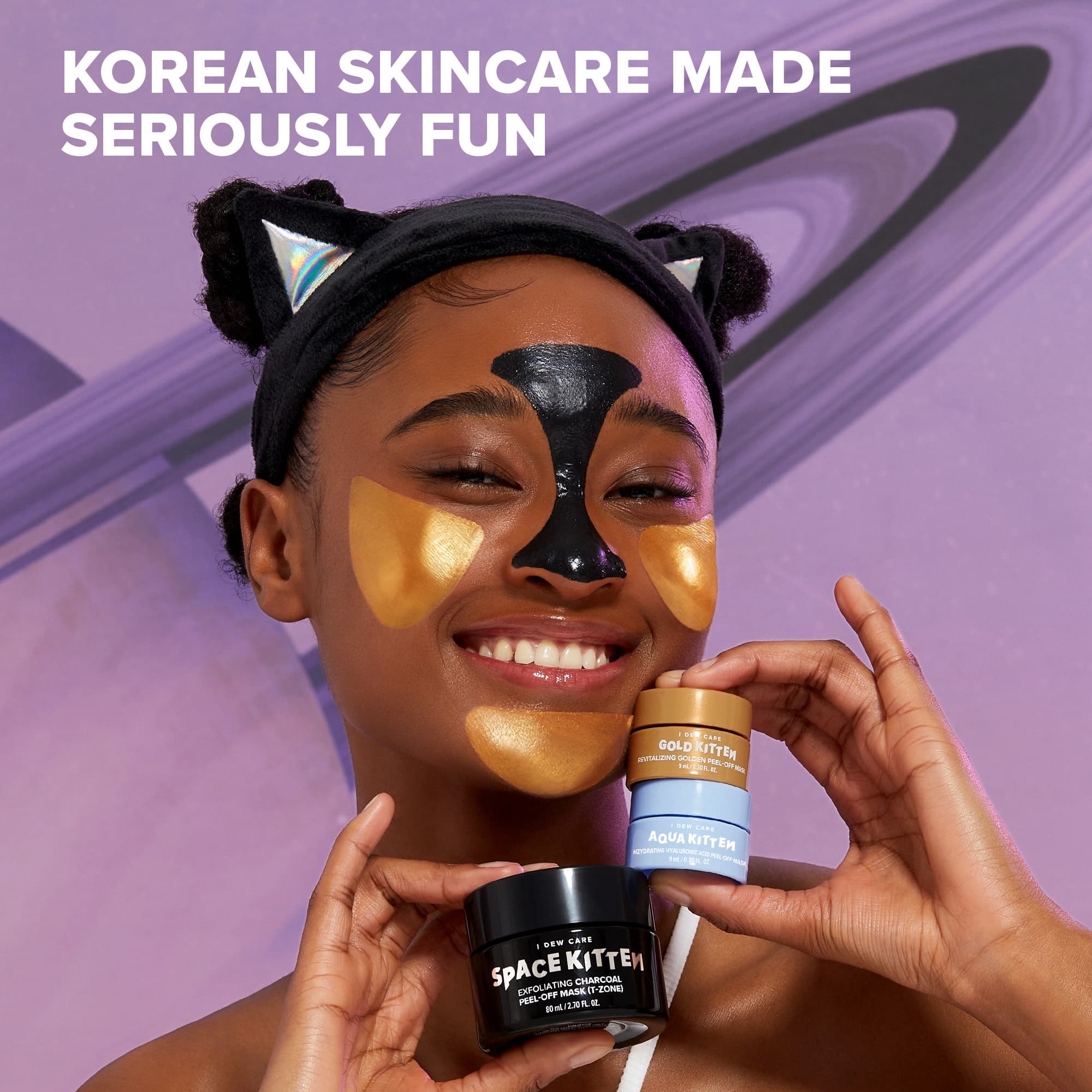 I DEW CARE Peel-off Masks and Headband Set - Astro Kitten Set