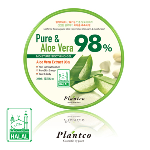 Korea Plantco pure & aloe vera 98% moisture soothing gel halal certificate cosmetic nature soothing gel