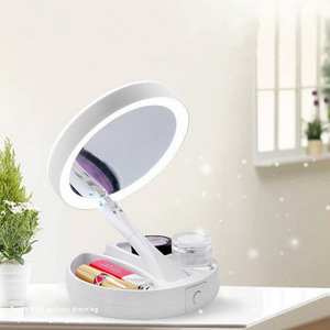 LED Touch Screen 22 Light Makeup Mirror Table Desktop Makeup 1X/2X/3X/10X Magnifying Mirrors Vanity 3 Folding Adjustable Mirror