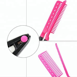 Lonsyne brand Folding Hair Straightener Resist Heat Plastic Magic Hair V Comb Straightener V  personalized bulk hair Comb