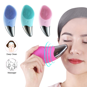 Mini Facial Cleansing Brush Silicone Electric Sonic Cleaner Deep Pore Cleaning Skin Face Brush Device