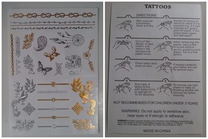 Newest peacock design temporary metal tattoo stickers