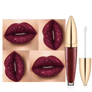 OEM Private Label Makeup Waterproof Shimmer Lip Gloss Glitter Purple Lip Liquid Lipstick