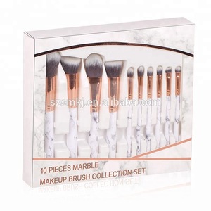 Private label White Black marble makeup brushes 10 /11/ 12/ 15 pcs marble makeup brush collection set kabuki makeup brush set