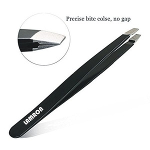 Professional Eyebrow Tweezers Flat/Slanted Tip Black Color