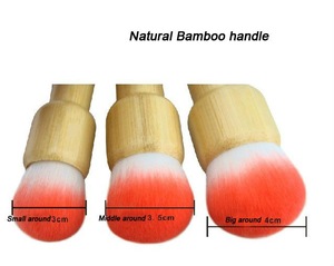 Professional portable 3 size candy color natural bamboo handle blush handmade makeup brush