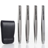 4PCS Tweezers Set Professional Stainless Steel Tweezers Best Tweezers for Facial & Ingrown Hairs Splinter & Hair (Silver)