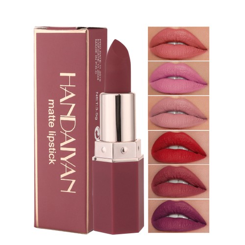 Handaiyan Mineral Matte Lipstick 6 Colours Non-flaking Non-stick Long-lasting Moisturizing Waterproof