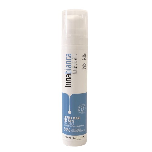 lunabianca 50% Donkey Milk Hand Cream with Shea Butter & Argan Oil – Moisturizing and Protective Care for Dry Hands, Made in Italy, 50 ml
