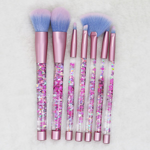 2017 Newest Cosmetic Makeup Brushes Customized 7PCS Liquid Glitter Crystal Handle Make-Up Brush