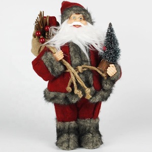 2019 best sellers Xmas gifts Supplies, standing windy red coat Santa Claus Christmas Figurine Decoration