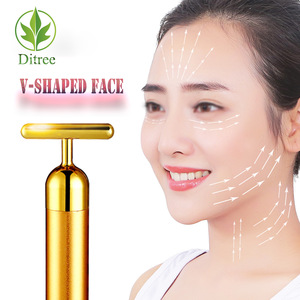 2019 New Mini Electric Personal Vibration Function 24K Gold Energy Beauty Bar Facial Massager For Face Beauty Lifting Tools