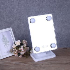 Adjustable Countertop 360 Rotating Mirror LED Touch Screen Makeup Beauty Mirror Lighted Beauty Vanity Mirror with 4 LED Lights