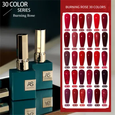 AS Private Label Varnish Valentine Day Rose Red Gel Nail Polish Set OEM Custom Logo Nails Art Colors Gel Varnish Nail Lacquer Soak off Gel Polish for Wholesale