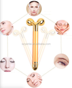 Beauty Portable Electrical Vibration Personal Care 3d Gold Facial Massager Roller Promote Blood Circulation