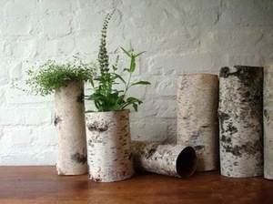 birch bark cylindrical flower pot for wedding supplies