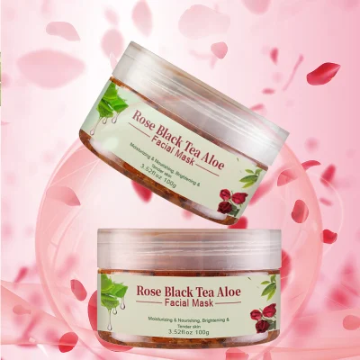 Cosmetic Skin Care Natural Aloe Black Tea Rose Moisturizing Nourishing Brightening Jelly Facial Mask