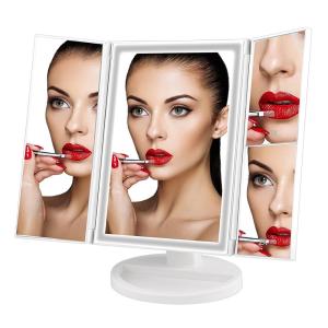 Desktop Travel Vanity Makeup Mirror Lighted LED Mirror foldable makeup mirror with LED lights