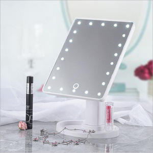 LED Touch Screen Makeup Mirror Lighted Beauty Vanity Mirror with 16/22 LED Lights Adjustable Countertop Mirror
