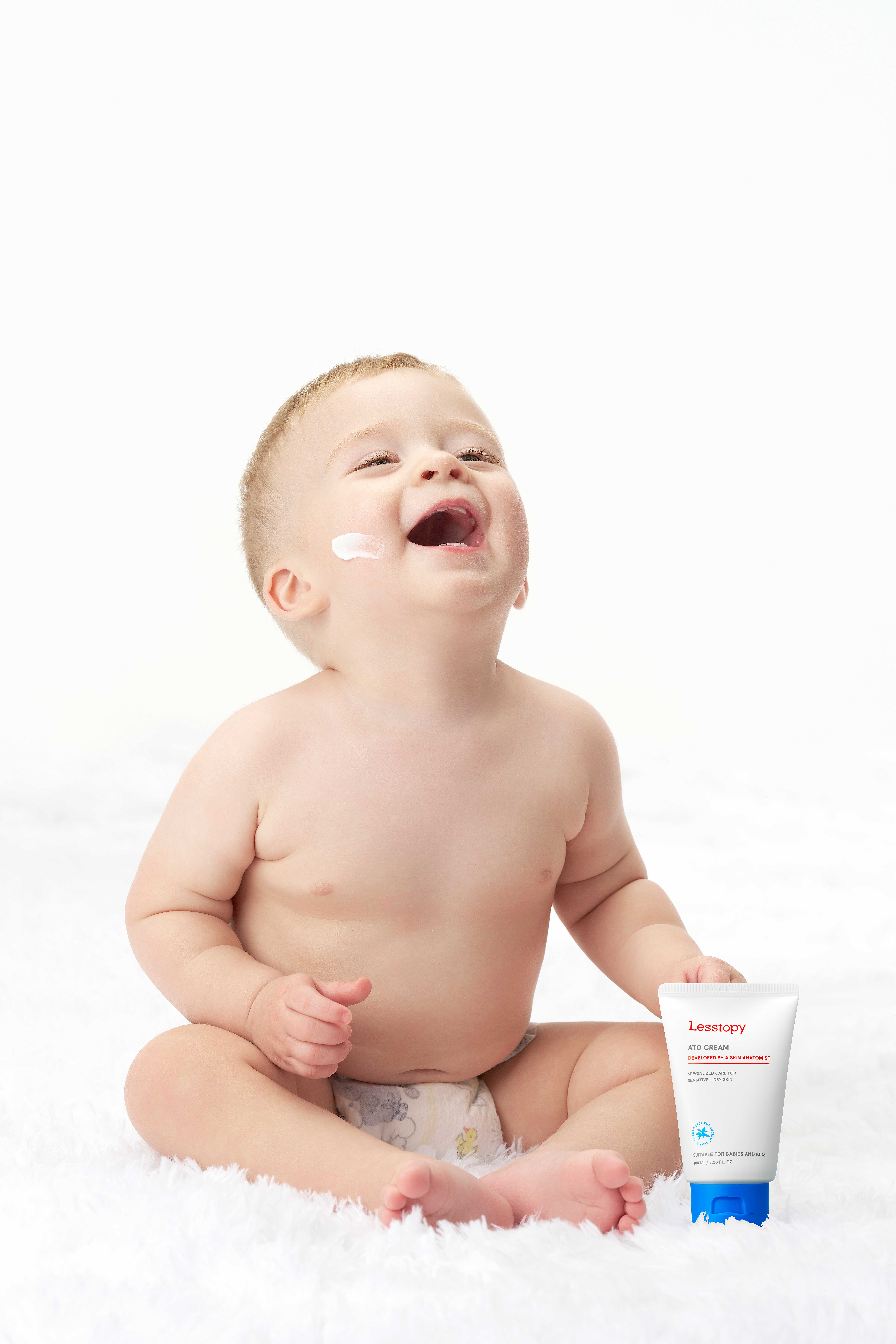 [Lesstopy] ATO Cream for Baby Organic, EWG Green, Fragrance-Free, Moisturizer for Sensitive Skin