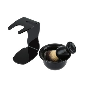 Mens shaving brush, badger shaving brush set with bowl and plastic shelf