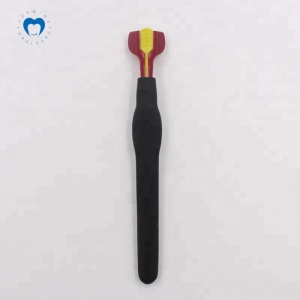 Nylon Bristles Three Head Pet Toothbrush Embossed Handle