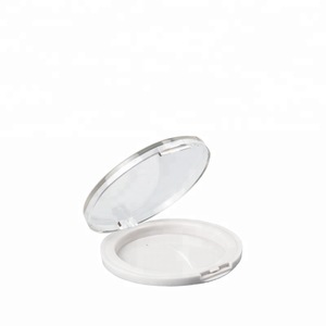 Plastic white compact pressed powder case for cosmetic packaging